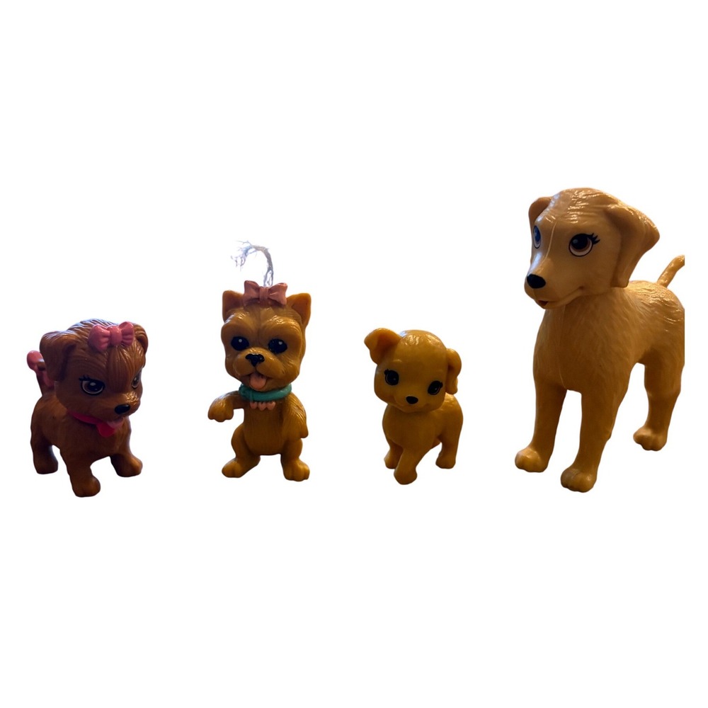 Barbie Puppy Dog Figure Lot of 4 Bobble Head Yorkie Golden Retriever Collectible